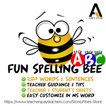 Preview of (17% DISCOUNT on Bundle) FUN & EASY Editable 250+ Words for Spelling Bee Class