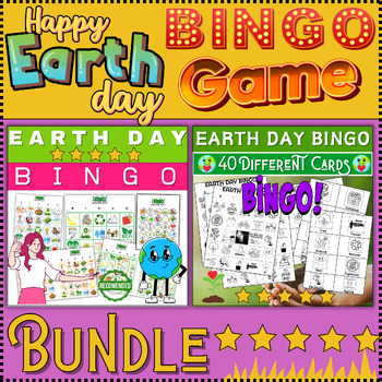 Preview of ✅Bundle✅EARTH DAY BINGO Game ✅ COLOR & B/W ✅ For 4th/5th/6th Grade✅