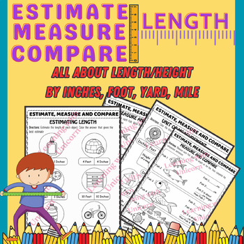 Preview of (Bundle) Measurement Worksheet - Elasped Time and Comparing, Estimating Length
