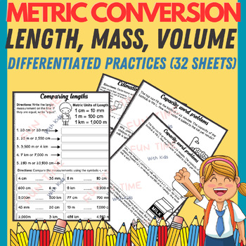 Preview of (Bundle) Measurement math worksheet ( Elapsed Time, Metric Conversion)