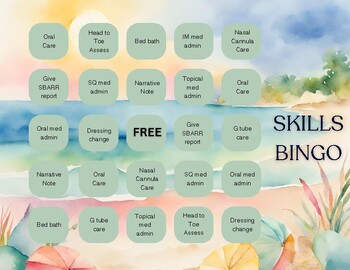 Preview of *Bundle* Nursing Skills BINGO Fundamentals RN ADN or BSN, PDFs Printables