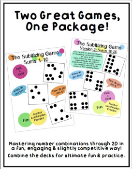 Preview of *Bundle* The Subitizing Game Sums 1-10 & 10-20 UPDATED: Additional Game Rules