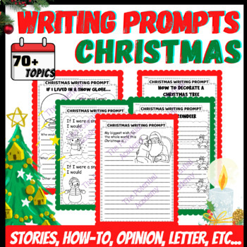 (Bundle) Winter & Christmas Writing Prompts & Christmas Fun worksheet