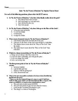 By The Waters Of Babylon Quiz By Logan Mahlum Tpt