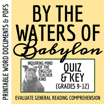 Preview of "By the Waters of Babylon" by Stephen Vincent Benet Quiz and Answer Key