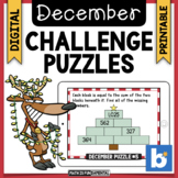 December Brain Teaser Challenge Puzzles | Boom Cards | Dig
