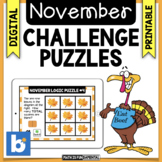 November Brain Teasers & Challenge Puzzles | Boom Cards | 
