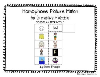 Preview of {CCSS.ELA-LITERACY.L.4} Interactive Homophone Picture Match