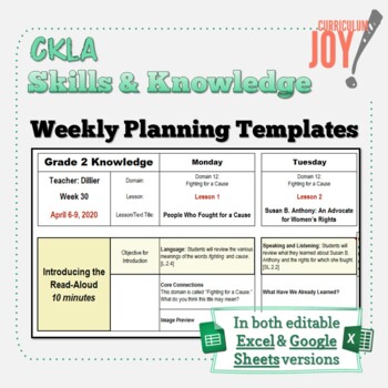 Preview of [CKLA] Some Weekly Planning Templates