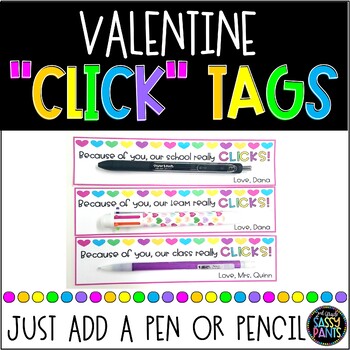 Preview of CLICK Valentine Tags | Valentine Gift Tags | Staff Gift Tags | Heart Gift Tags