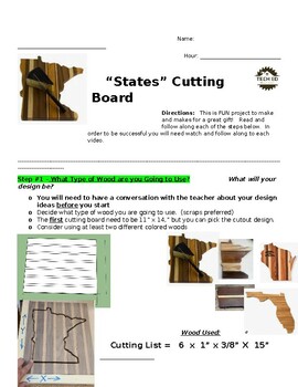 Preview of (CNC)  "US States" Cutting Board