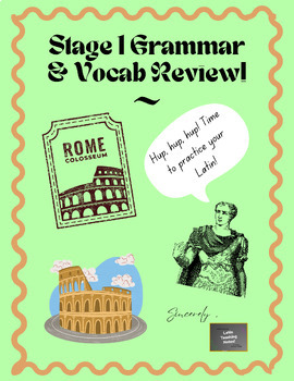 Preview of (COLOR BKG) Fun Latin Worksheet (Vocab and Grammar) for Stage 1 CLC!!!