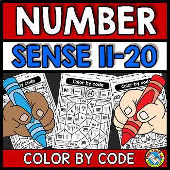 Preview of COLOR BY TEEN NUMBER SENSE WORKSHEETS ACTIVITY KINDERGARTEN EARLY FINISHER 11-20