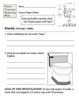 Stem Engineering Challenge Paper Chairs