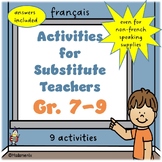 CORE FRENCH: Activities for Substitute Teachers in the FSL