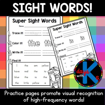 CUTE 126 sight word practice worksheet pages! by Days with Ks | TpT