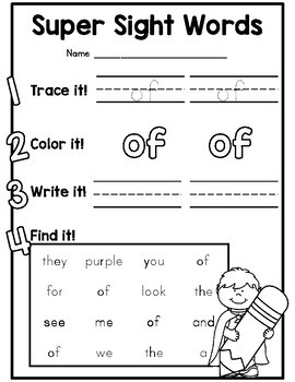 CUTE Fry first 100 words sight word practice worksheet pages! by Days