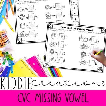 Preview of CVC Missing Vowel Worksheets| Cut & Paste and Write-In Phonics Activities