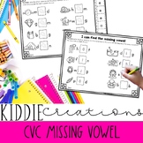 CVC Missing Vowel Worksheets| Cut & Paste and Write-In Pho