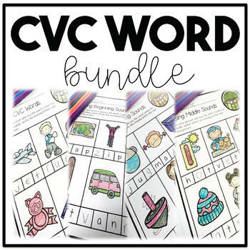 Preview of CVC WORD BUNDLE BEGINNING, MEDIAL, ENDING SOUNDS AND CVC WORDS!