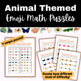 Animal Themed Math Emoji Picture Puzzles (Algebraic Thinking)