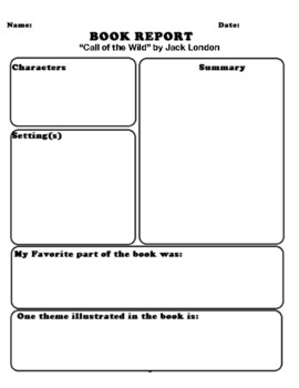 Call Of The Wild By Jack London Book Report Template By Northeast Education