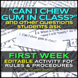 "Can I Chew Gum in Class?" Beginning of the Year Class Rules Activity Editable