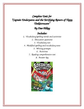 Preview of "Captain Underpants and the Terrifying Return of Tippy..." by Dav Pilkey Unit