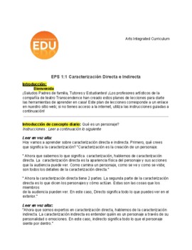 Preview of "Caracterización Directa e Indirecta" Grades 4 & 5 | Spanish Lesson Plan