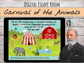 Preview of "Carnival of the Animals" Digital Escape Room for Elementary Music Class