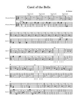 Preview of "Carol of the Bells" - Beginning/Intermediate Guitar Duet - Ensemble - In Tab
