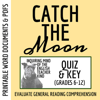Preview of "Catch the Moon" by Judith Ortiz Cofer Quiz and Answer Key (Printable)