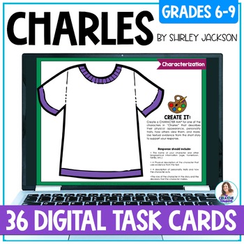Preview of Charles by Shirley Jackson - Digital Short Story Task Cards - Middle School ELA