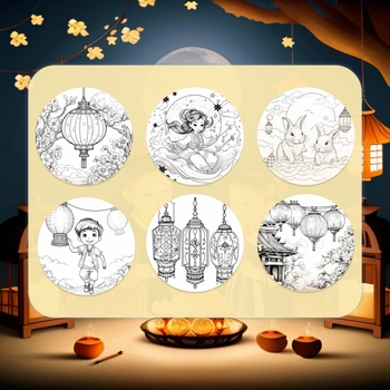 Preview of 中秋节 Chinese Mid-Autumn Festival and 动物 Animals Coloring Pages