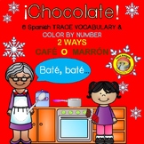 ¡Chocolate! - Spanish winter color by number activities (6 pages)