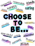 "Choose to Be You" Positive Character Traits Bulletin Board