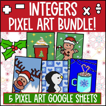 Preview of Integer Operations Digital Pixel Art BUNDLE Google Sheets