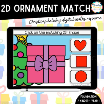 Preview of  Christmas Math Geometry 2D Shape Match - Christmas Ornaments Theme Google Slide
