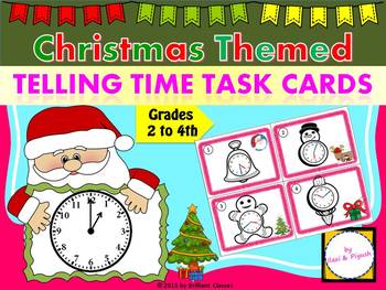Preview of Christmas Themed Telling Time Task Cards