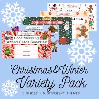Preview of  Christmas & Winter Variety Pack Themed Good Morning/Welcome Slide Set