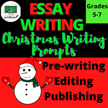 Preview of  Christmas Writing Prompts for Essays | 5th, 6th, 7th Grade