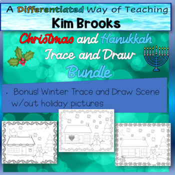 Preview of Christmas & Hanukkah Trace and Draw Pictures  Differentiated Bundle