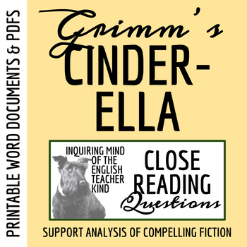 Preview of "Cinderella" by the Brothers Grimm Close Reading Worksheet (Printable)