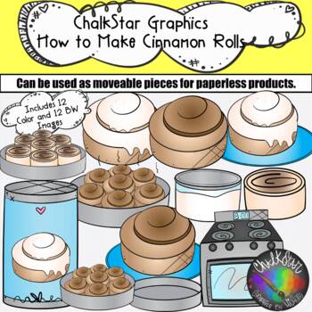 Preview of {Cinnamon Rolls} How to Make Cinnamon Rolls Clip Art- Chalkstar Graphics