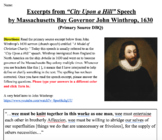 “City Upon a Hill” Speech by Gov. John Winthrop of Mass Ba