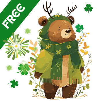 Preview of [ Clip Art ] Teddy Bear in St. Patrick Costume