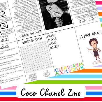 Preview of "Coco Chanel: Women in History Zine - Fashion Icon Biography Sheet"