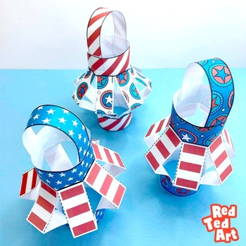 Preview of (Color) American Flag Lantern Craft for Memorial Day, Flag Day, 4th July