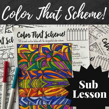 Preview of Color That Scheme Art Activity, Abstract Edition, Emergency Sub, Middle/High