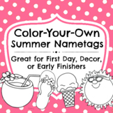 "Color Your Own" Locker/Cubby/Desk Name Tags (Summer Theme)